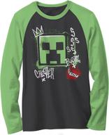 minecraft boys sleeve character black boys' clothing : tops, tees & shirts logo