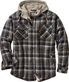 img 2 attached to Men's Camp Night Berber Lined Hooded Flannel Shirt Jacket by Legendary Whitetails