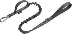 img 4 attached to EXCELLENT ELITE SPANKER Military Leash: Tactical Space Aluminum Hook, Bungee Design, Elastic Rope Leads with 2 Control Handles - Grey