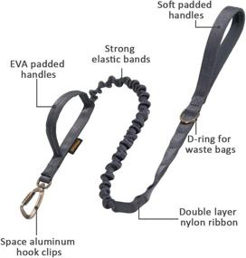 img 1 attached to EXCELLENT ELITE SPANKER Military Leash: Tactical Space Aluminum Hook, Bungee Design, Elastic Rope Leads with 2 Control Handles - Grey