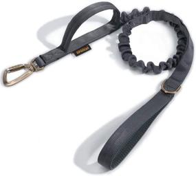 img 2 attached to EXCELLENT ELITE SPANKER Military Leash: Tactical Space Aluminum Hook, Bungee Design, Elastic Rope Leads with 2 Control Handles - Grey