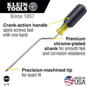 img 3 attached to 🔧 Klein Tools 670-6 Screwdriver: Efficient 3/16-Inch Cabinet Tip with Rapi-Driv Technology & 6-Inch Shank