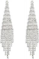 fashionable bohemian long tassel link fringe dangly earrings with clear crystal - selovo logo