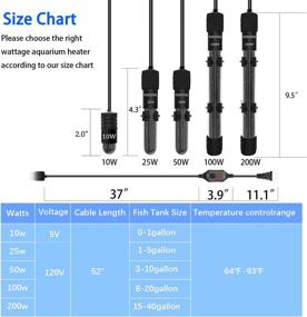 img 3 attached to 🐠 YOFOTHS USB Aquarium Heater: 10W/25W/50W/100W, Thermometer Included, Adjustable Temperature, Small Fish Tank Heater for 5/10/20 Gallon, External Temperature Controller