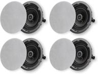 micca 6.5 inch 2-way round ceiling/wall speakers, 4 pack, 8" cutout diameter, low profile rimless design for indoor rooms or covered outdoor porches - white and paintable. logo
