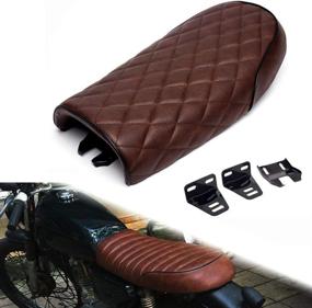 img 3 attached to 🏍️ CB CL Retro Yamaha SR XJ Suzuki GS Universal Motorcycle Retro Diamond Flat Brat Style Cafe Racer Seat in Brown