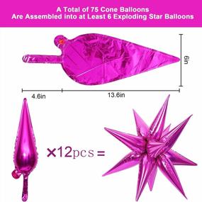 img 3 attached to NOVWANG 75 Pcs Explosion Star Foil Balloons 12 Point Silver Starburst Cone Mylar Balloons For Party Supplies Christmas Birthday Wedding Baby Shower Photo Booth (Plum Red)