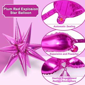 img 1 attached to NOVWANG 75 Pcs Explosion Star Foil Balloons 12 Point Silver Starburst Cone Mylar Balloons For Party Supplies Christmas Birthday Wedding Baby Shower Photo Booth (Plum Red)