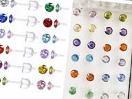 img 1 attached to 👂 Jstyle 12 Pairs Clear Plastic Stud Earrings for Women - Acrylic Post, Sensitive Ears, Cubic Zirconia, Birthstone Stud Earrings Set, 2-8mm review by Michele Rutland