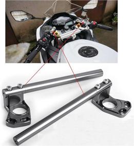 img 4 attached to 🏍️ Kawasaki Ninja 250R/300 Motorcycle Handlebar Replacement – 37MM Clip-on Bars, Gray, Φ 7/8