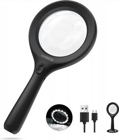 img 4 attached to KAIWEETS Handheld Magnifying Glass With 16 LED Lights And Stand, Weighing Only 145G, Rechargeable With 3 Brightness Modes For Close Work, Reading, Inspection, Coins, Jewelry, And Exploring