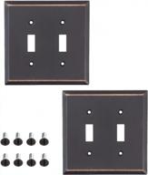 sleeklighting pack of 2 wall plate outlet switch covers decorative oil rubbed bronze variety of styles: decorator/duplex/toggle / & combo size: 2 gang toggle logo