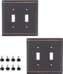 sleeklighting pack of 2 wall plate outlet switch covers decorative oil rubbed bronze variety of styles: decorator/duplex/toggle / & combo size: 2 gang toggle logo