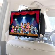 enhanced macally car headrest tablet holder - ipad car mount back seat with adjustable 📱 viewing angle and secure elastic straps - ensure your kids' entertainment - versatile vertical or horizontal mounting logo