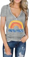 positive fashion: women's vibrant good vibes henley shirts with v-neck and button-up design logo