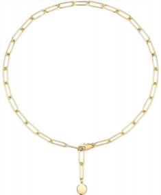 img 4 attached to 14K Gold Plated Oval Dainty Paperclip Chain Choker Necklace For Women Girls