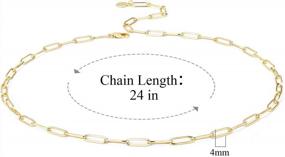 img 2 attached to 14K Gold Plated Oval Dainty Paperclip Chain Choker Necklace For Women Girls