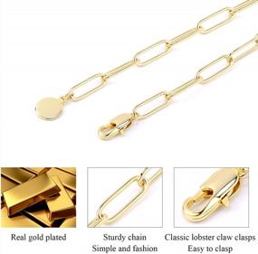 img 1 attached to 14K Gold Plated Oval Dainty Paperclip Chain Choker Necklace For Women Girls