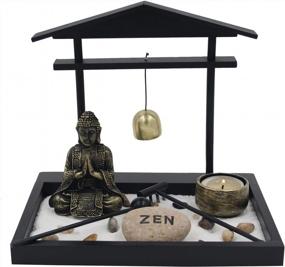 img 4 attached to DharmaObjects Buddha Zen Garden Tea Light Candle Holder Set (Golden Bell Buddha)