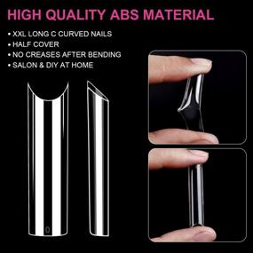 img 2 attached to Tapered Square Nail Tips 200PCS Extra Long C Curve Nail Tips XXL Clear Acrylic Fake Nail Tips Half Cover False Nail Tips With Case For Nail Salon Or Home DIY,10 Sizes