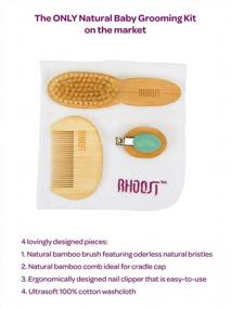 img 3 attached to Natural Baby Grooming Kit: Bamboo Comb, Brush, Nail Clipper & Cotton Washcloth - Perfect For Infants & Toddlers!