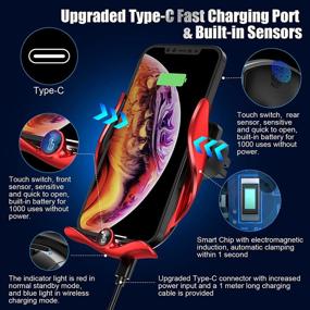 img 1 attached to 📱 Semeakoko Wireless Car Charger Phone Mount 15W Fast Charging Auto Clamping Car Phone Holder Air Vent Mount for iPhone, Samsung, Huawei (Red)