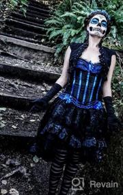 img 6 attached to 👗 Plus Size Gothic Masquerade Corset Dress with Lace Brocade Bustier Skirt Set Costume
