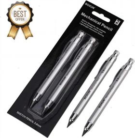 img 3 attached to 5.6MM Lead Holder Pencils - Premium Metal Art Clutch, 90MM Lead For Drafting, Shading, Crafting, Sketching & Wood Working (Pack Of 2)