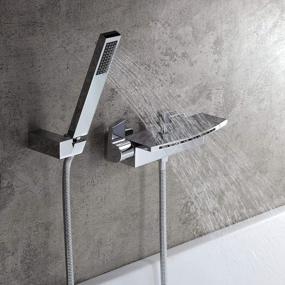 img 2 attached to KunMai Waterfall Wall Mounted Tub Faucet With Hand Shower Two Handles Bathtub Faucet In Chrome Solid Brass Bathroom Tub Filler Faucet With Handheld Shower