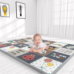 img 4 attached to 👶 YOOVEE Foldable Baby Play Mat: Non-Toxic, Waterproof, Anti-Slip, Extra Large Reversible Foam Mat for Crawling, Toddlers, and Kids - 79" x 71" x 0.4