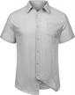 lecgee men's linen shirt regular fit short sleeve button down beach shirt 1 logo