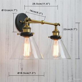 img 3 attached to Antique Permo Vintage Industrial Wall Sconces 🏺 with Dual Funnel Clear Glass Shade (2 Lights)