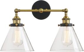 img 4 attached to Antique Permo Vintage Industrial Wall Sconces 🏺 with Dual Funnel Clear Glass Shade (2 Lights)