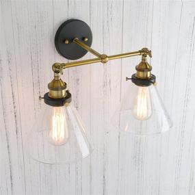 img 1 attached to Antique Permo Vintage Industrial Wall Sconces 🏺 with Dual Funnel Clear Glass Shade (2 Lights)