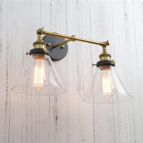 img 2 attached to Antique Permo Vintage Industrial Wall Sconces 🏺 with Dual Funnel Clear Glass Shade (2 Lights)