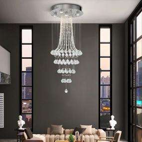 img 4 attached to Sophisticated Spiral Raindrop Crystal Chandelier: 5 GU10 Pendant Lamp For Elegant Living/Dining Rooms, Hallways, And Stairs