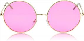 img 2 attached to SunnyPro Hippie Super Oversized Round Sunglasses With Colorful Lenses For Retro Circle Glasses Look