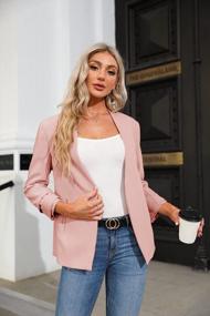 img 3 attached to Women'S Lightweight Office Cardigan Jacket: Ofenbuy Casual Blazer Ruched 3/4 Sleeve Open Front Relax Fit Blazers Coats