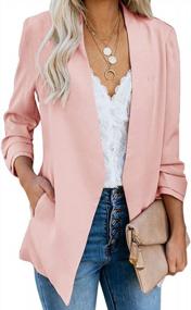 img 4 attached to Women'S Lightweight Office Cardigan Jacket: Ofenbuy Casual Blazer Ruched 3/4 Sleeve Open Front Relax Fit Blazers Coats