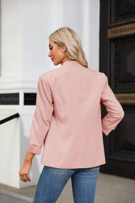 img 2 attached to Women'S Lightweight Office Cardigan Jacket: Ofenbuy Casual Blazer Ruched 3/4 Sleeve Open Front Relax Fit Blazers Coats
