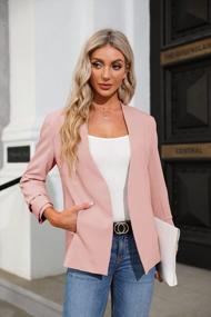 img 1 attached to Women'S Lightweight Office Cardigan Jacket: Ofenbuy Casual Blazer Ruched 3/4 Sleeve Open Front Relax Fit Blazers Coats