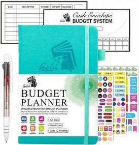 img 4 attached to Budget Planner, 2023 Monthly Undated Bill Organizer Hardcover Financial Journal, Feela Money Expense Tracker With Budget Envelopes, Stickers, 1 Pen, User Manual, A5, Last 12 Months, Turquoise
