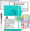 budget planner, 2023 monthly undated bill organizer hardcover financial journal, feela money expense tracker with budget envelopes, stickers, 1 pen, user manual, a5, last 12 months, turquoise logo