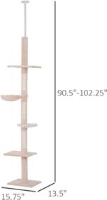 img 2 attached to 🐾 Premium Quality PawHut 9' Adjustable Height Floor-to-Ceiling Vertical Cat Tree - Superior Feline Fun and Rest