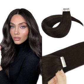 img 4 attached to 100% Human Hair Extension: BARSDAR Tape In Hair Extensions, 20Pcs 18In Natural Black For Women/Girl