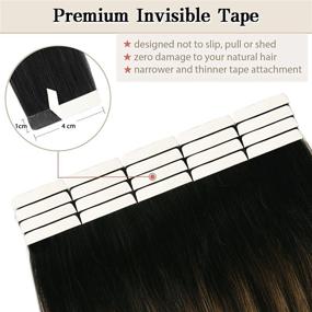 img 1 attached to 100% Human Hair Extension: BARSDAR Tape In Hair Extensions, 20Pcs 18In Natural Black For Women/Girl