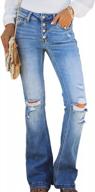 mid rise ripped flare denim pants for women by sidefeel - fitted jeans логотип
