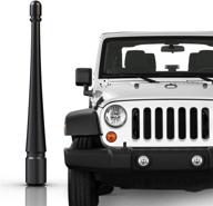 📻 aftid - 4 inch aluminum stubby antenna: for 2007-2022 jeep wrangler jk jku jl jlu gladiator rubicon sahara | enhanced fm/am radio signal reception logo