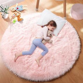 img 4 attached to PAGISOFE 4 X 4 Ft Light Pink Round Area Rug - Shaggy, Fluffy, And Comfy Rug Ideal For Girls Bedroom, Teepee, Baby Nursery Or Reading Room - Circular Rug For Kids With Furry Carpets And Soft Texture.