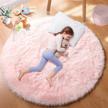 pagisofe 4 x 4 ft light pink round area rug - shaggy, fluffy, and comfy rug ideal for girls bedroom, teepee, baby nursery or reading room - circular rug for kids with furry carpets and soft texture. logo